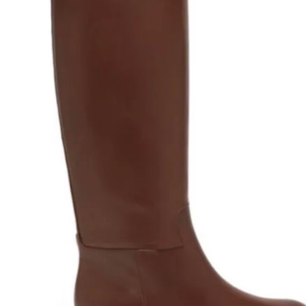 NIB Burberry REDGRAVE Leather Brown Tan Flat Knee High Boots Size 39 - Picture 2 of 5